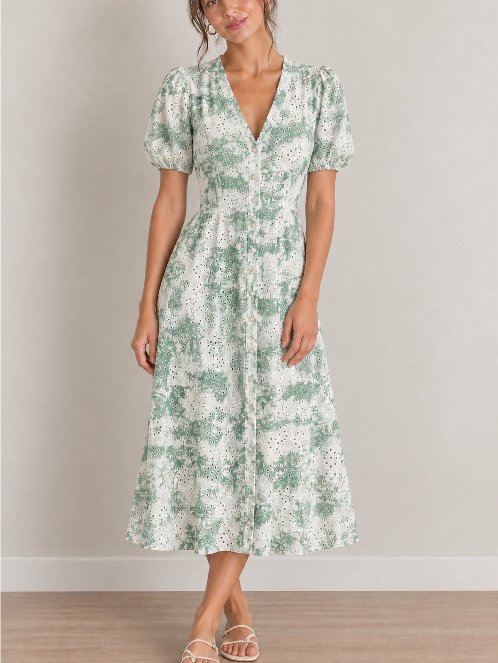 Green Patterned Women's Dress